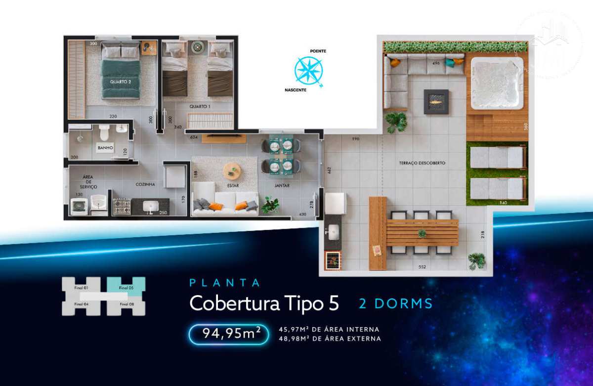  - Apartamento à venda, no BNR - LUNAR RESIDENCE, Chácaras São José, com 2 quartos, 94,95m²