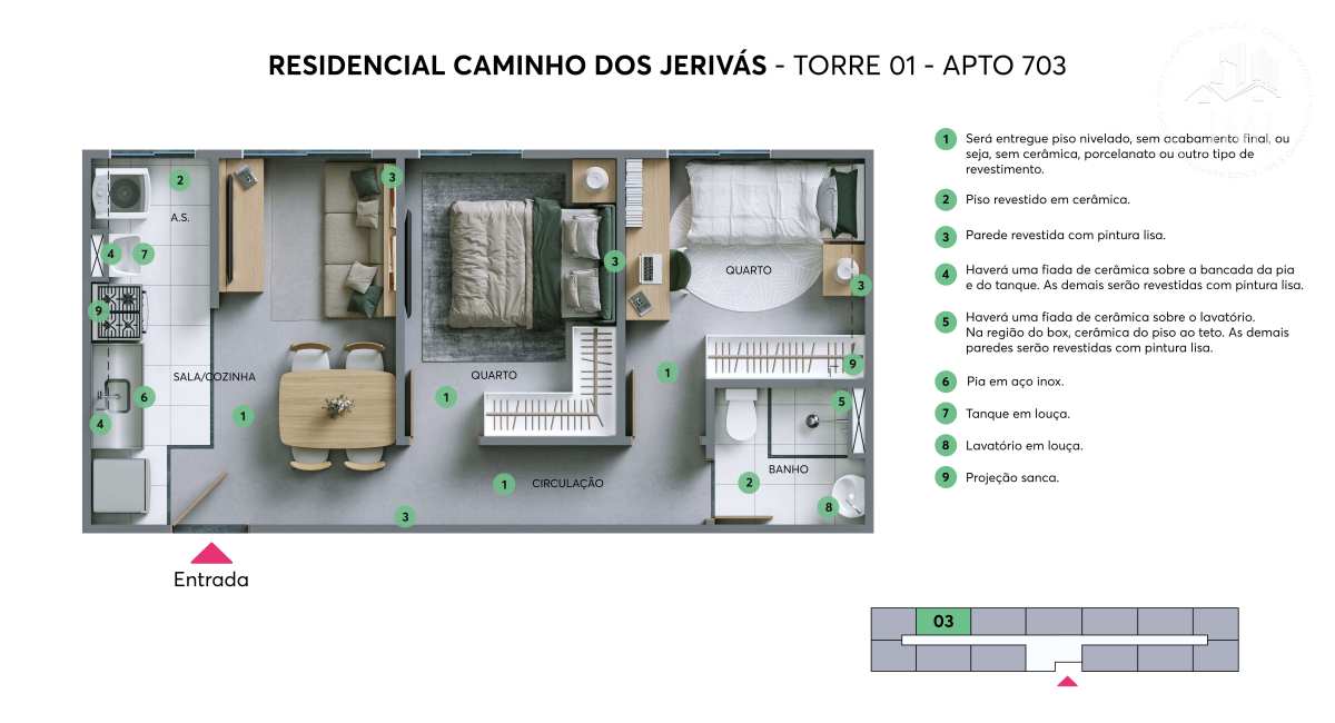  - Apartamento Garden à venda, no MRV - RESIDENCIAL CAMINHO DOS JERIVÁS,  em São José dos Campos, Jardim Santa Inês II, com 2 quartos, 58,06m²