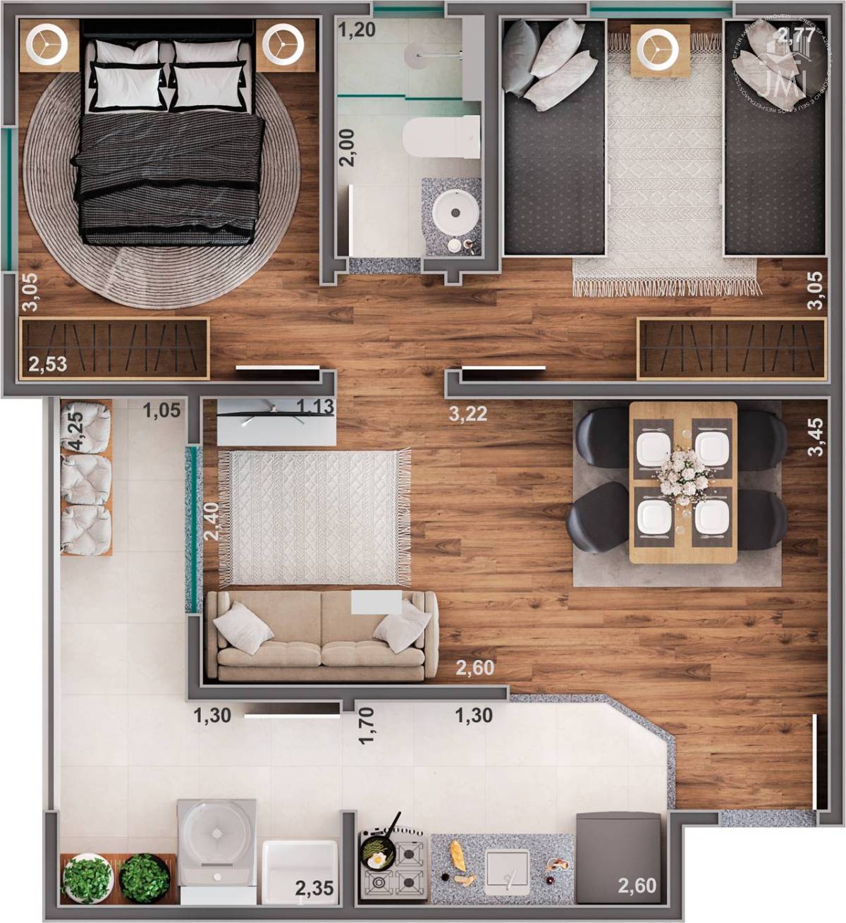 Apartamento à venda com 2 quartos, 51,5m² - Parque Residencial Flamboyant,São José dos Campos