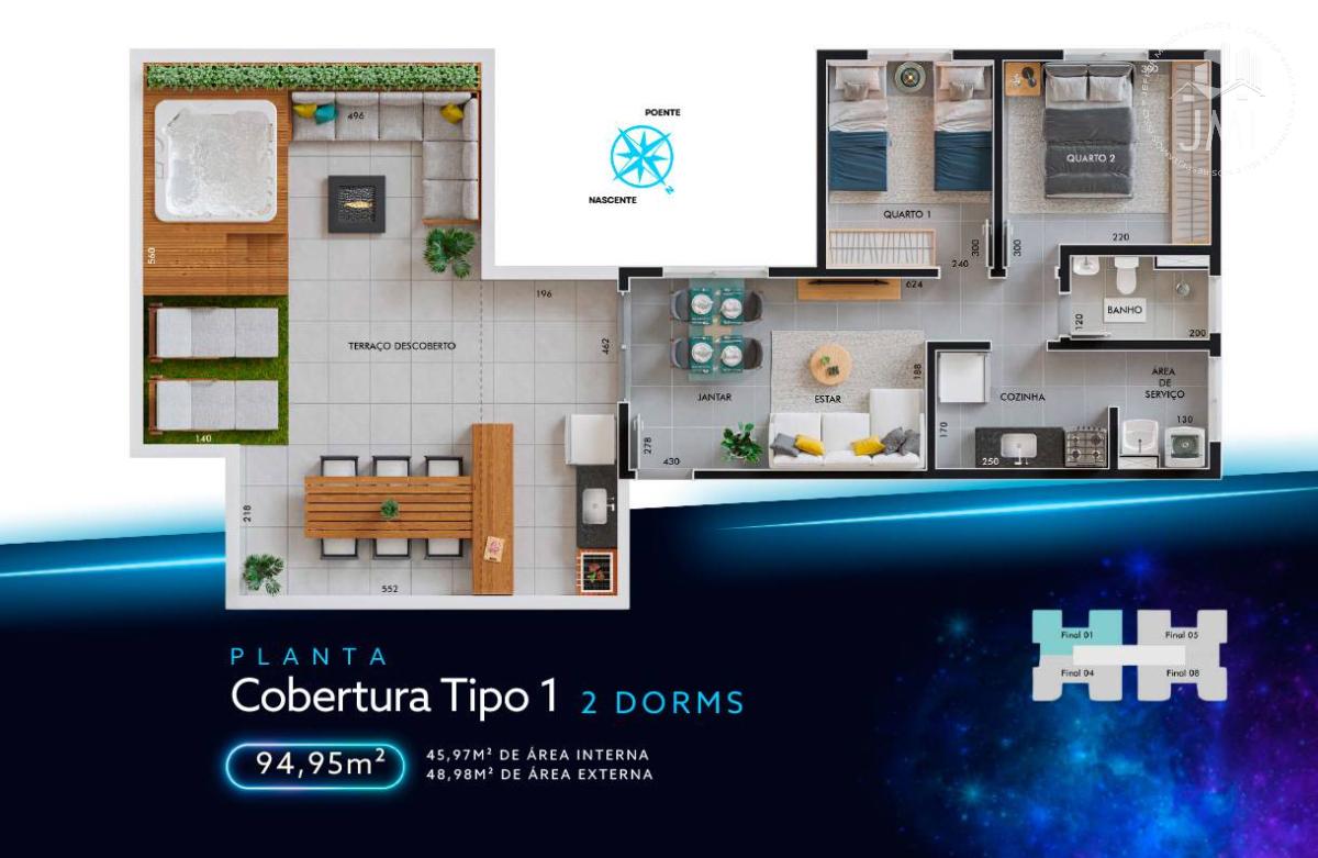 Apartamento à venda com 2 quartos, 94,95m² - Chácaras São José,