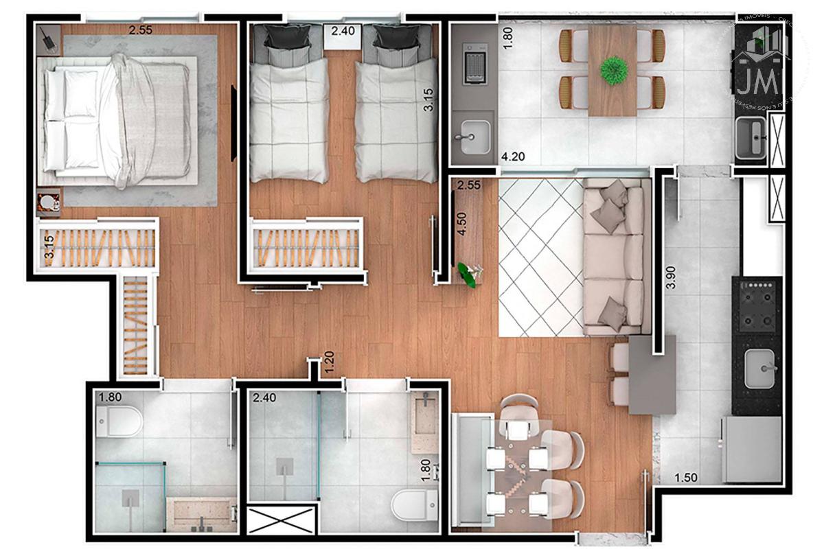 Apartamento à venda com 2 quartos, 59,3m² - Jardim California,