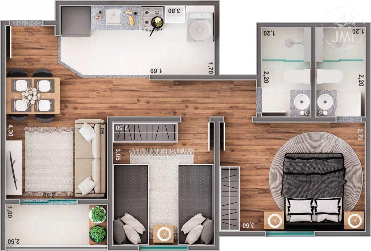 Apartamento à venda com 2 quartos, 51,50m² - Parque Residencial Flamboyant,