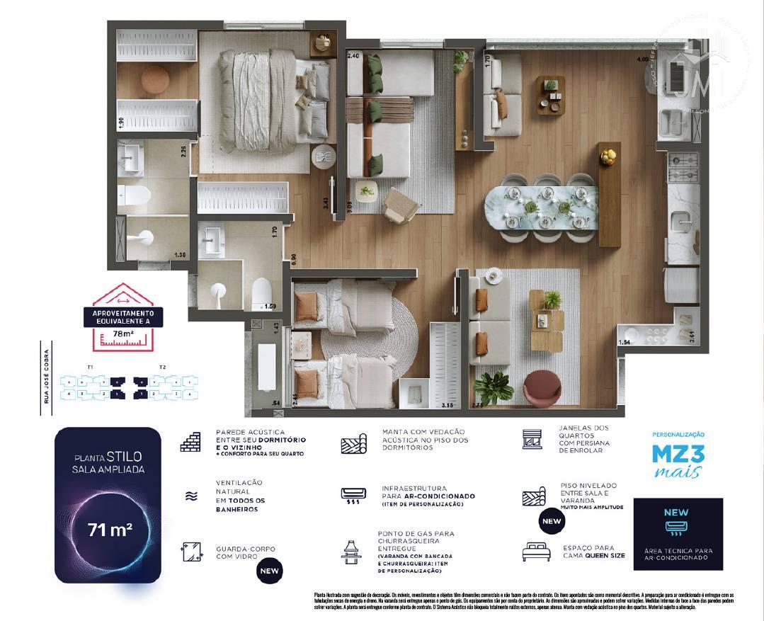  - Apartamento com 3 quartos, 71,24m², à venda, Conjunto Residencial Trinta e Um de Março
