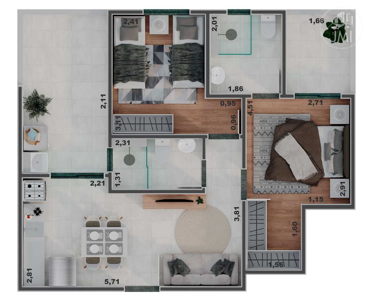 Apartamento Garden à venda com 2 quartos, 71,39m² - Parque Residencial Flamboyant,São José dos Campos