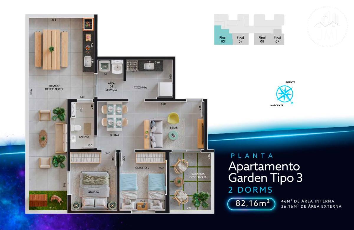 Apartamento Garden à venda com 2 quartos, 82,16m² - Chácaras São José,
