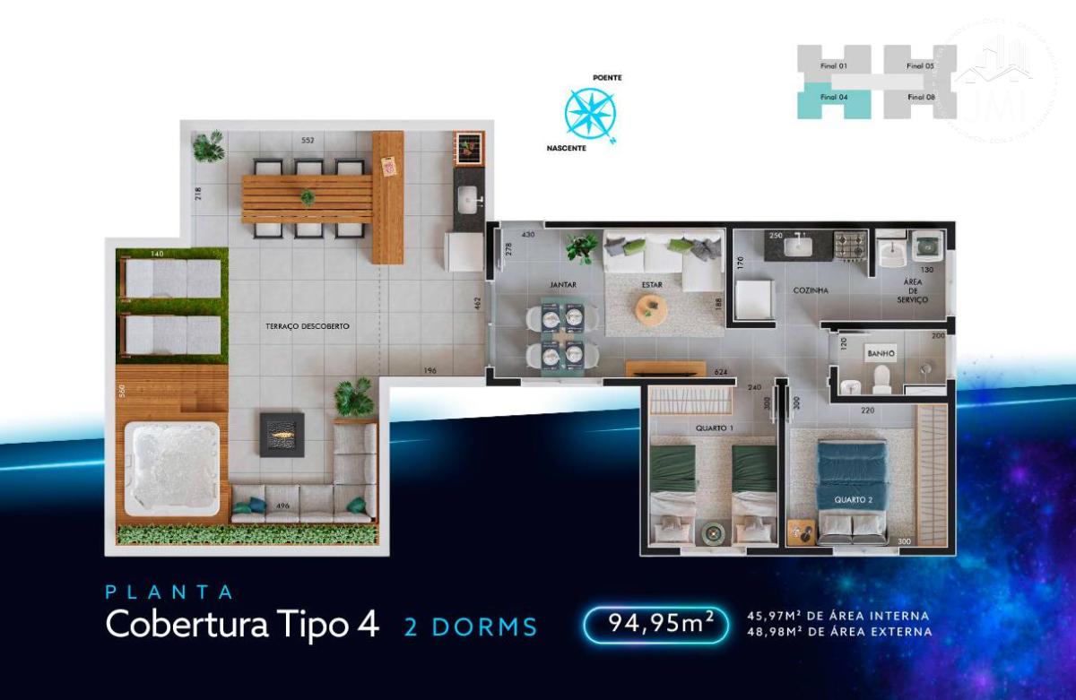 Cobertura à venda com 2 quartos, 94,95m² - Chácaras São José,