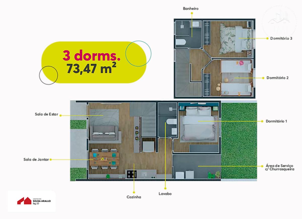 Sobrado em condomínio à venda com 3 quartos, 81,04m² - Eugênio de Mello,